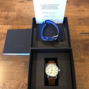 Shinola Runwell Stripe Unisex Watch w/Leather Band